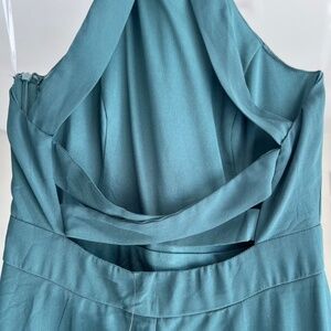 NWT Lulu's Elegant Emerald Backless Halter Maxi Dress